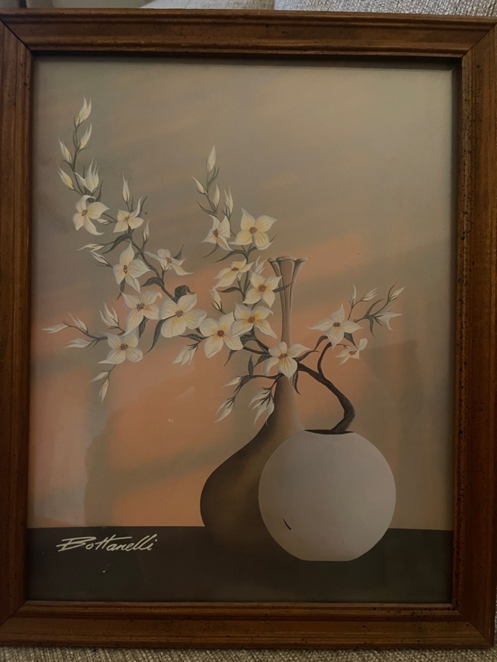 Vintage Bottanelli Floral Still Life Print Minimalist Unique 80’s Cottage Granny